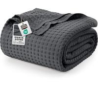 Utopia Bedding Manta Tipo Gofre De Algodón De 300 gsm (Gris Carbón - 228x182 cm), Edredón Suave, Ligero Y Transpirable para Todas Las Estaciones