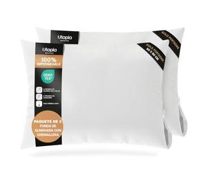 Utopia Bedding Protector de Almohada Impermeable 50x80 cm (Juego de 2) con Cremallera, Funda Almohada Certificado Oeko-Tex