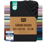 Utopia Bedding Sabana Bajera 150x200 - Negro - Certificado Oeko Tex - Bolsillo Profundo - Microfibra de Poliéster Cepillado (Cama 150)