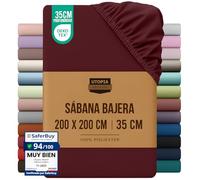 Utopia Bedding Sabana Bajera 200x200 - Burdeos - Certificado Oeko Tex - Bolsillo Profundo - Microfibra Cepillada (Cama 200)