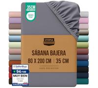 Utopia Bedding Sabana Bajera 80x200 - Gris - Certificado Oeko Tex - Bolsillo Profundo - Microfibra Cepillada (Cama 80)