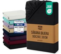 Utopia Bedding Sabana Bajera 90x200x30 cm - Negro - Bolsillo Profundo - Certificado Oeko Tex - Microfibra de Poliéster Cepillado (Cama 90)