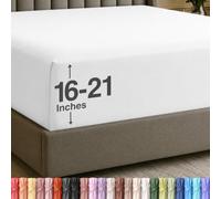 Utopia Bedding Sábana Bajera Ajustable para Cama de tamaño Queen, Bolsillo extraprofundo, se Adapta a colchones de hasta 53,3 cm, de Lujo de Hotel, Suave, Transpirable y cómoda, no se Encoge, no se