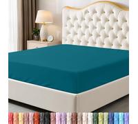 Utopia Bedding Sábana Bajera tamaño Queen, Bolsillo Profundo, Microfibra Suave, Resistente al Encogimiento y a la decoloración, fácil Cuidado, Solo 1 sábana Bajera (Azul Mezclilla)