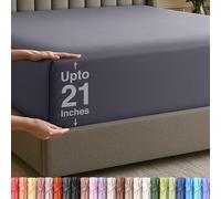 Utopia Bedding Sábana Bajera para Cama tamaño King, Bolsillos extraprofundos, Altura del Bolsillo de 53 cm, Microfibra Suave, no Encoge y no destiñe, fácil de Limpiar, Solo 1 sábana Bajera (Gris)