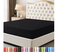 Utopia Bedding Sábana Bajera tamaño matrimonial, Bolsillo Profundo, Microfibra Suave, Resistente al Encogimiento y a la decoloración, fácil Cuidado, Solo 1 sábana Bajera (Negro)