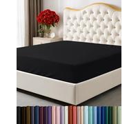 Utopia Bedding Sábana Bajera tamaño Queen, Bolsillo Profundo, Microfibra Suave, Resistente al Encogimiento y a la decoloración, fácil Cuidado, Solo 1 sábana Bajera (Negro)