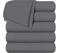 Utopia Bedding Sábanas encimeras, paquete de 6 unidades, tela de microfibra cepillada suave, resistente al encogimiento y a la decoloración, fácil cuidado (Twin XL, gris)