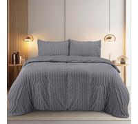Utopia Bedding Seersucker Funda Nordica Cama 105 - Juego de Funda Nórdica de Microfibra Seersucker 200x200 cm y 2 Funda de Almohada 50x75 cm (Gris)