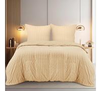 Utopia Bedding Seersucker Funda Nordica Cama 105 - Juego de Funda Nórdica de Microfibra Seersucker 200x200 cm y 2 Funda de Almohada 80x80 cm (Beige)
