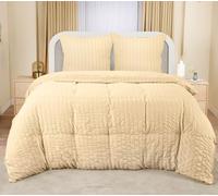 Utopia Bedding Seersucker Funda Nordica Cama 150 - Juego de Funda Nórdica de Microfibra Seersucker 220x240 cm y 2 Funda de Almohada 65x65 cm (Beige)