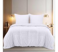 Utopia Bedding Seersucker Funda Nordica Cama 150 - Juego de Funda Nórdica de Microfibra Seersucker 220x240 cm y 2 Funda de Almohada 65x65 cm (Blanco)