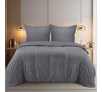 Utopia Bedding Seersucker Funda Nordica Cama 180 - Juego de Funda Nórdica de Microfibra Seersucker 240x260 cm y 2 Funda de Almohada 65x65 cm (Gris)
