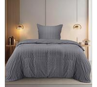 Utopia Bedding Seersucker Funda Nordica Cama 90 - Juego de Funda Nórdica de Microfibra Seersucker 135x200 cm y 1 Funda de Almohada 80x80 cm (Gris)