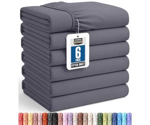 Utopia Bedding Twin Fitted Sheets - Bulk Pack of 6 Bottom Sheets - Soft Brushed Microfiber - Deep Pockets - Shrinkage & Fade Resistant - Easy Care (Grey)