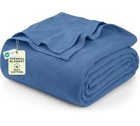 Utopia Bedding Wedgewood 100% Cotton Blanket [Queen Size - 90x90 Inch] 350GSM Lightweight, Soft and Breathable Thermal Blanket for All Seasons