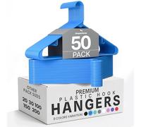Utopia Home - Pack de 50 Perchas de plástico, con Ganchos, duraderas, ahorran Espacio (Azul)