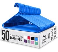 Utopia Home - Pack de 50 perchas de plástico, con ganchos, duraderas, ahorran espacio (azul)