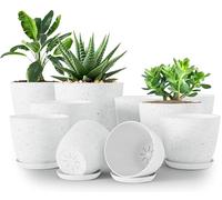 Utopia Home Paquete de 10 macetas 18/17/15/13/12 cm Maceta con platillo para la Cocina, balcón, Plantas de jardín, macetas de vivero de Interior Gris Moteado.