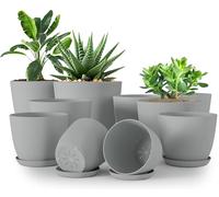 Utopia Home Paquete de 10 macetas 18/17/15/13/12 cm Maceta con platillo para la Cocina, balcón, Plantas de jardín, macetas de vivero de Interior Gris.