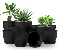 Utopia Home Paquete de 10 macetas 18/17/15/13/12 cm Maceta con platillo para la Cocina, balcón, Plantas de jardín, macetas de vivero de Interior Negro.