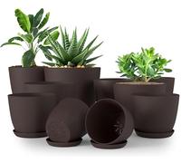 Utopia Home Paquete de 10 macetas 18/17/15/13/12 cm Maceta con platillo para la Cocina, balcón, Plantas de jardín, macetas de vivero de Interior Marrón.