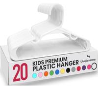 Utopia Home - Paquete de 20 perchas infantiles de plástico para ropa de armario, para bebés y niños, ideales para uso diario estándar, 30 cm, color blanco
