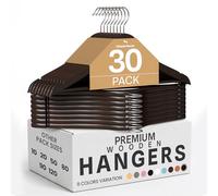Utopia Home Paquete de 30 perchas de madera de alta calidad, duraderas y delgadas, perchas para trajes, con gancho giratorio de 360 grados, perchas de madera con ranuras para los hombros (color