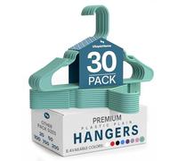 Utopia Home Paquete de 30 Perchas de Plástico Ahorradoras de Espacio, Duraderas y con Ranuras para los Hombros, Agua