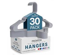 Utopia Home Paquete de 30 Perchas de plástico Que ahorran Espacio, duraderas y con Ranuras para los Hombros, Gris