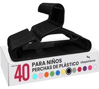 Utopia Home Paquete de 40 Perchas Infantiles de Plástico, 30 cm, Negro | Perchas Infantiles | Para Bebés y Niños | Plástico Resistente | Uso Diario | Pack de 40