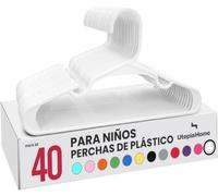 Utopia Home, Paquete de 40 Perchas para niños de 29,2 cm, plástico, Blanco | Perchas de plástico para niños, ocupan poco espacio, duraderas, para uso diario, paquete de 40 unidades, color blanco