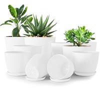 Utopia Home Paquete de 5 macetas 18/17/15/13/12 cm Maceta con platillo para la Cocina, balcón, Plantas de jardín, macetas de vivero de Interior Blanco.