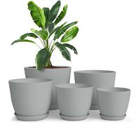 Utopia Home Paquete de 5 macetas 18/17/15/13/12 cm Maceta con platillo para la Cocina, balcón, Plantas de jardín, macetas de vivero de Interior Gris.