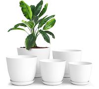 Utopia Home Paquete de 5 macetas 18/17/15/13/12 cm Maceta con platillo para la Cocina, balcón, Plantas de jardín, macetas de vivero de Interior Blanco.