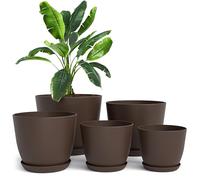 Utopia Home Paquete de 5 macetas 18/17/15/13/12 cm Maceta con platillo para la Cocina, balcón, Plantas de jardín, macetas de vivero de Interior Marrón.