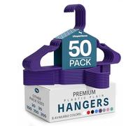 Utopia Home Paquete de 50 Perchas de Plástico Ahorradoras de Espacio, Duraderas y con Ranuras para los Hombros, Morado