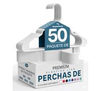 Utopia Home Paquete de 50 Perchas de Plástico, Blancas | Perchas de Plástico | Diseño Ahorrador de Espacio | Duraderas | Ranuras para Hombros | Pack de 50
