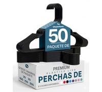 Utopia Home Paquete de 50 Perchas de Plástico, Negras | "Perchas de plástico, fuertes y duraderas, para chaquetas y suéteres, barra para pantalones integrada, ahorro de espacio "