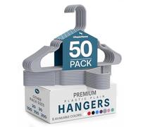 Utopia Home Paquete de 50 Perchas de plástico Que ahorran Espacio, duraderas y con Ranuras para los Hombros, Gris