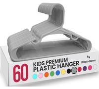 Utopia Home Paquete de 60 perchas infantiles de plástico para ropa de armario, para bebés y niños, ideales para uso diario estándar, 30 cm, gris