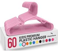 Utopia Home Paquete de 60 perchas infantiles de plástico para ropa de armario, para bebés y niños, ideales para uso diario estándar, 30 cm, Rosa claro