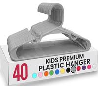 Utopia Home Perchas de plástico para Ropa para niños (Paquete de 40) - Perchas duraderas y Delgadas para bebés y niños - Ahorro de Espacio (Gris)