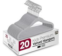 Utopia Home Perchas de Terciopelo para niños - Perchas duraderas de 11 Pulgadas para el Armario del bebé, Antideslizantes para Todos los días (Gris, Paquete de 20)
