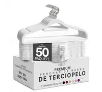 Utopia Home Perchas de Terciopelo - Perchas para Trajes de Terciopelo con Tie Bar - Antideslizantes (Blanco, Paquete de 50)