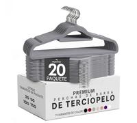 Utopia Home Perchas Terciopelo con Tie Bar (Gris, Paquete de 20) | Perchas antideslizantes | Diseño estilizado | De gran resistencia | Adecuadas para ropa de adulto, abrigos y trajes