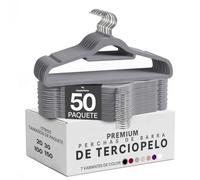 Utopia Home Perchas Terciopelo con Tie Bar (Gris, Paquete de 50) | Perchas antideslizantes | Diseño estilizado | De gran resistencia | Adecuadas para ropa de adulto, abrigos y trajes