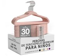 Utopia Home Perchas Terciopelo para niños (Rosa, Paquete de 30) | Perchas antideslizantes para bebés | Diseño estilizado | Muy resistentes | Adecuadas para ropa infantil