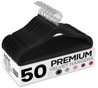 Utopia Home Premium Perchas de Terciopelo Antideslizantes, Duraderas Perchas Negras con Gancho Giratorio de 360 Grados Percha de Gran Resistencia (Negro, Paquete de 50)