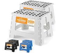 Utopia Home Taburete Plegable 9 Pulgadas, Superficie Antideslizante Taburete Plegable para Niños y Adultos, con Asa de Transporte, Capacidad de Carga 300 lbs, Paquete de 2, Blanco